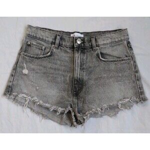 Zara High Waisted Distress Cutoff Denim Shorts Distressed Women's Size 6